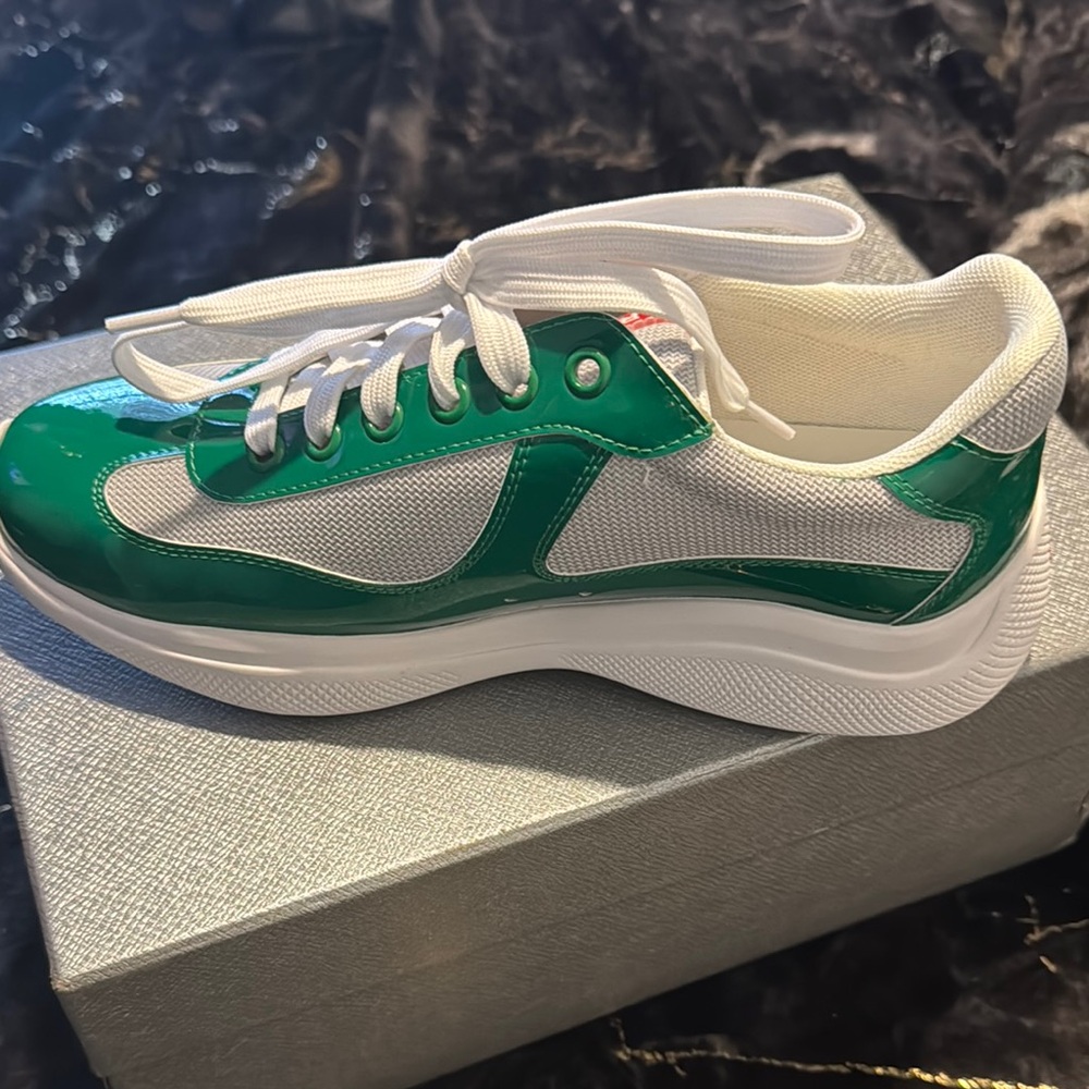 Green and White Sneakers